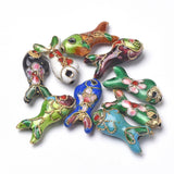 Handmade Cloisonne Beads, Fish, Mixed Color, 19.5x9x5~6mm, Hole: 1mm, 5pc/Set