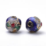 Handmade Cloisonne Beads, Round, Mixed Color, Round 8mm(+-0.5~1mm), hole: about 2mm, 20pc/Set