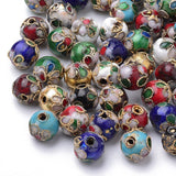 Handmade Cloisonne Beads, Round, Mixed Color, Round 8mm(+-0.5~1mm), hole: about 2mm, 20pc/Set