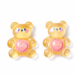 Transparent Resin Cabochons, Bear & Rabbit, Mixed Color, 23~26x17~19x7~7.5mm, 10pcs/Set