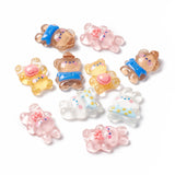 Transparent Resin Cabochons, Bear & Rabbit, Mixed Color, 23~26x17~19x7~7.5mm, 10pcs/Set