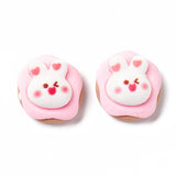 Opaque Resin Cabochons, Rabbit shaped Mixed Food Shapes, Pearl Pink, 15~23x15.5~23x6~9mm, 10pcs/Set