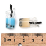 Glass Bottle Pendants, with Resin Inside, Imitation Bubble Tea/Boba Milk Tea, Mixed Color, 27x12x10mm, Hole: 1.8mm, 10pc/Set