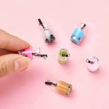 Glass Bottle Pendants, with Resin Inside, Imitation Bubble Tea/Boba Milk Tea, Mixed Color, 27x12x10mm, Hole: 1.8mm, 10pc/Set