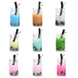 Glass Bottle Pendants, with Resin Inside, Imitation Bubble Tea/Boba Milk Tea, Mixed Color, 27x12x10mm, Hole: 1.8mm, 10pc/Set