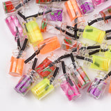 Glass Bottle Pendants, with Resin Inside, Fruit Tea Charms, Mixed Color, 25~28x10mm, Hole: 1.8mm, 5pcs/Set