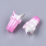 Resin Pendants, Imitation Ice Cream Bubble Tea Charms, with Platinum Tone Iron Loop and Polymer Clay, Mixed Color, 24~26x13mm, Hole: 1.8mm, 10pc/Set