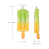 Rainbow Resin Pendants, with Platinum Tone Iron Loop, Ice Cream, Mixed Color, 41.5x14.5x5.5mm, Hole: 2mm, 10pc/Set