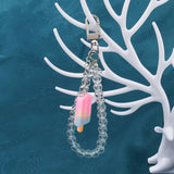 Rainbow Resin Pendants, with Platinum Tone Iron Loop, Ice Cream, Mixed Color, 41.5x14.5x5.5mm, Hole: 2mm, 10pc/Set