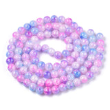 Baking Painted Crackle Glass Beads Strands, Round, Deep Pink, 8mm, Hole: 1.3~1.6mm, about 100pcs/strand, 31.4 inch