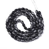 Transparent Crackle Glass Beads Strands, Oval, Black, 8x5.5~6mm, Hole: 1mm, about 100pcs/strand, 31.4 inch