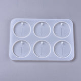 Silicone Molds, Pendant Resin Casting Molds, For UV Resin, Epoxy Resin Jewelry Making, Flat Round with Key, White, 225x154x10mm, Hole: 6mm