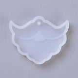 Pendant Silicone Molds, Resin Casting Molds, For UV Resin, Epoxy Resin Jewelry Making, Christmas Mustache, White, 39x49x8mm, Hole: 2.5mm