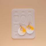 Earring Pendant Silicone Molds, Resin Casting Molds, For UV Resin, Epoxy Resin Jewelry Making, Mixed Shapes, White, 156x122x4mm, Hole: 1.5mm