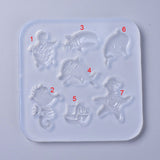 Silicone Molds, Resin Casting Molds, For UV Resin, Epoxy Resin Jewelry Making, Marine Organism, White, 122x122x8mm