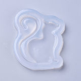 Silicone Molds, Resin Casting Molds, For UV Resin, Epoxy Resin Jewelry Making, Cat Shape, White, 52x43x7mm, Inner Diameter: 42x35mm