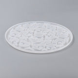 DIY Coaster Silicone Molds, Resin Casting Molds, For DIY UV Resin, Epoxy Resin Craft Making, Round with Floral Pattern, White, 200x7mm, Inner Diameter: 195mm