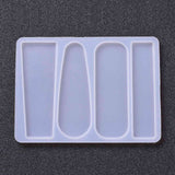 DIY Silicone Hair Clip Molds, Resin Casting Molds, for UV Resin, Epoxy Resin Jewelry Making, Rectangle & Teardrop & Column, White, 78x104x3.5mm, Inner Diameter: 70x16~25mm