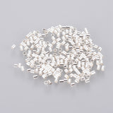 1700pcs 1.5mm Brass Tube Crimp End Beads, Cadmium Free & Lead Free, Silver Color Plated, hole: 1mm,1700pcs/10g