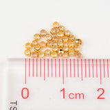 Brass Crimp End Beads, Rondelle, for Jewelry Findings, Golden Color, about 2mm in diameter, 1.2mm long, hole: 1.2mm, 10g/Set