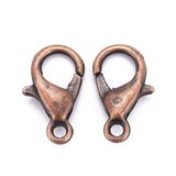 Red Copper Tone Zinc Alloy Lobster Claw Clasps, Parrot Trigger Clasps, Cadmium Free & Nickel Free & Lead Free, 12x6mm, Hole: 1.5mm, 50pc/Set