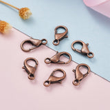 Red Copper Tone Zinc Alloy Lobster Claw Clasps, Parrot Trigger Clasps, Cadmium Free & Nickel Free & Lead Free, 12x6mm, Hole: 1.5mm, 50pc/Set