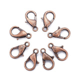 Red Copper Tone Zinc Alloy Lobster Claw Clasps, Parrot Trigger Clasps, Cadmium Free & Nickel Free & Lead Free, 12x6mm, Hole: 1.5mm, 50pc/Set