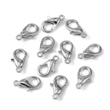 Platinum Plated Alloy Lobster Claw Clasps, Parrot Trigger Clasps for DIY Metal Jewelry, Cadmium Free & Nickel Free & Lead Free, Size: about 12mm long, hole: 1.2mm, 100pc/Set