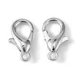 Platinum Plated Alloy Lobster Claw Clasps, Parrot Trigger Clasps for DIY Metal Jewelry, Cadmium Free & Nickel Free & Lead Free, Size: about 12mm long, hole: 1.2mm, 100pc/Set