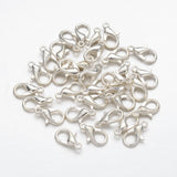 Silver Color Plated Alloy Lobster Claw Clasps, Parrot Trigger Clasps for DIY Metal Jewelry, Cadmium Free & Lead Free, Size: about 6mm wide, 12mm long, hole: 1.2mm, 100pcs/Set