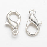 Silver Color Plated Alloy Lobster Claw Clasps, Parrot Trigger Clasps for DIY Metal Jewelry, Cadmium Free & Lead Free, Size: about 6mm wide, 12mm long, hole: 1.2mm, 100pcs/Set