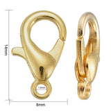 Zinc Alloy Jewelry Findings Golden Lobster Claw Clasps, Parrot Trigger Clasps, Cadmium Free & Lead Free, 14x8mm, Hole: 1.5mm, 100pc/Set