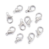 Platinum Plated Alloy Lobster Claw Clasps, Parrot Trigger Clasps for DIY Metal Jewelry, Cadmium Free & Nickel Free & Lead Free, about 8mm wide, 1.4cm long, hole: 1.5mm, 100pc/Set