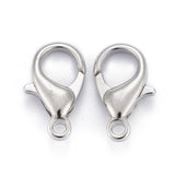 Platinum Plated Alloy Lobster Claw Clasps, Parrot Trigger Clasps for DIY Metal Jewelry, Cadmium Free & Nickel Free & Lead Free, about 8mm wide, 1.4cm long, hole: 1.5mm, 100pc/Set