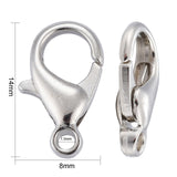 Platinum Plated Alloy Lobster Claw Clasps, Parrot Trigger Clasps for DIY Metal Jewelry, Cadmium Free & Nickel Free & Lead Free, about 8mm wide, 1.4cm long, hole: 1.5mm, 100pc/Set