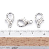 Platinum Plated Alloy Lobster Claw Clasps, Parrot Trigger Clasps for DIY Metal Jewelry, Cadmium Free & Nickel Free & Lead Free, about 8mm wide, 1.4cm long, hole: 1.5mm, 100pc/Set