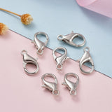 Platinum Plated Alloy Lobster Claw Clasps, Parrot Trigger Clasps for DIY Metal Jewelry, Cadmium Free & Nickel Free & Lead Free, about 8mm wide, 1.4cm long, hole: 1.5mm, 100pc/Set