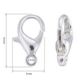 Silver Color Plated Alloy Lobster Claw Clasps, Parrot Trigger Clasps for DIY Metal Jewelry, Cadmium Free & Lead Free, Size: about 8mm wide, 14mm long, hole: 1.5mm, 100pcs/Set