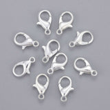 Silver Color Plated Alloy Lobster Claw Clasps, Parrot Trigger Clasps for DIY Metal Jewelry, Cadmium Free & Lead Free, Size: about 8mm wide, 14mm long, hole: 1.5mm, 100pcs/Set