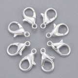 Silver Color Plated Alloy Lobster Claw Clasps, Parrot Trigger Clasps for DIY Metal Jewelry, Cadmium Free & Lead Free, Size: about 8mm wide, 14mm long, hole: 1.5mm, 100pcs/Set