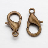 Zinc Alloy Lobster Claw Clasps, Parrot Trigger Clasps, Cadmium Free & Nickel Free & Lead Free, Antique Bronze, 16x8mm, Hole: 2mm, 50pc/Set