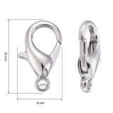 Zinc Alloy Lobster Claw Clasps, Parrot Trigger Clasps, Platinum, 16x8mm, Hole: 2mm, 100pc/Set