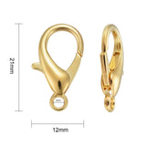 Zinc Alloy Lobster Claw Clasps, Parrot Trigger Clasps, Cadmium Free & Nickel Free & Lead Free, Golden, 21x12mm, Hole: 2mm, 20pc/Set