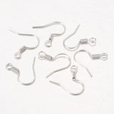 Iron Earring Hooks, Ear Wire, with Horizontal Loop, Cadmium Free & Nickel Free & Lead Free, Platinum, 15~16x20~22mm, Hole: 2mm, 200pc/Set