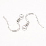 Iron Earring Hooks, Ear Wire, with Horizontal Loop, Cadmium Free & Nickel Free & Lead Free, Platinum, 15~16x20~22mm, Hole: 2mm, 200pc/Set