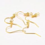 Iron Earring Hooks, with Horizontal Loop, Golden, 17~19x18mm, Hole: 2mm, Pin: 0.6mm, 50pc/Set