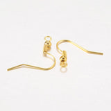 Iron Earring Hooks, with Horizontal Loop, Golden, 17~19x18mm, Hole: 2mm, Pin: 0.6mm, 50pc/Set