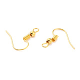 Iron Earring Hooks, with Horizontal Loop, Dangle Earring Findings, Nickel Free, Golden, 17~19x18mm, Hole: 2mm, Pin: 0.6mm, 50pcs/Set