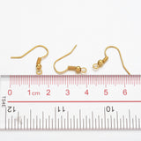 Iron Earring Hooks, with Horizontal Loop, Dangle Earring Findings, Nickel Free, Golden, 17~19x18mm, Hole: 2mm, Pin: 0.6mm, 50pcs/Set