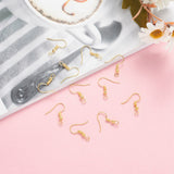 Iron Earring Hooks, with Horizontal Loop, Dangle Earring Findings, Nickel Free, Golden, 17~19x18mm, Hole: 2mm, Pin: 0.6mm, 50pcs/Set